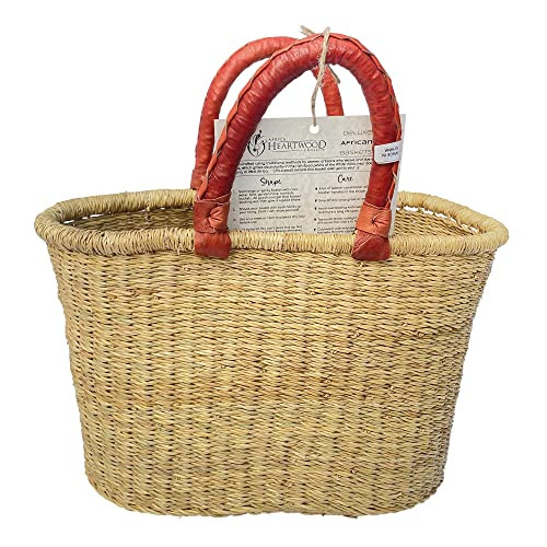 Deluxe Oval Natural African Basket - Large 18"